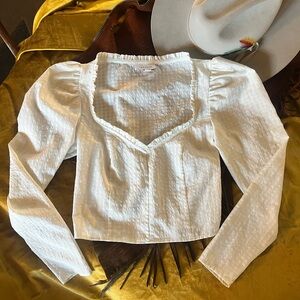 Western cotton White Women's Top -